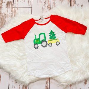 toddler Christmas shirt - Watercolor Christmas tractor